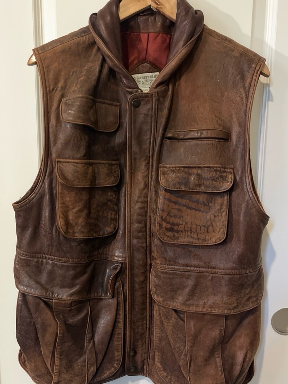 Banana Republic Safari Men's Leather Bush Photographer Archival Utility Vest